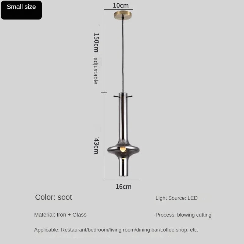 Glass light fixture with bamboo seal artistic design for various spaces - Smoked Gray-43cm / Warm White