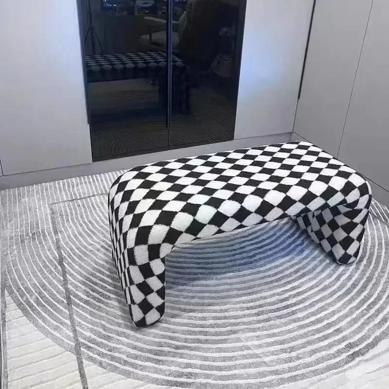 Nordic changing bench minimalist creative furniture in checker - view 2