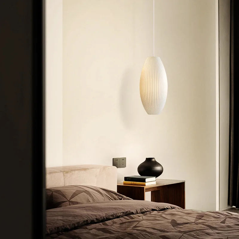Scandinavian designer silk pendant light for elegant interior - view 3