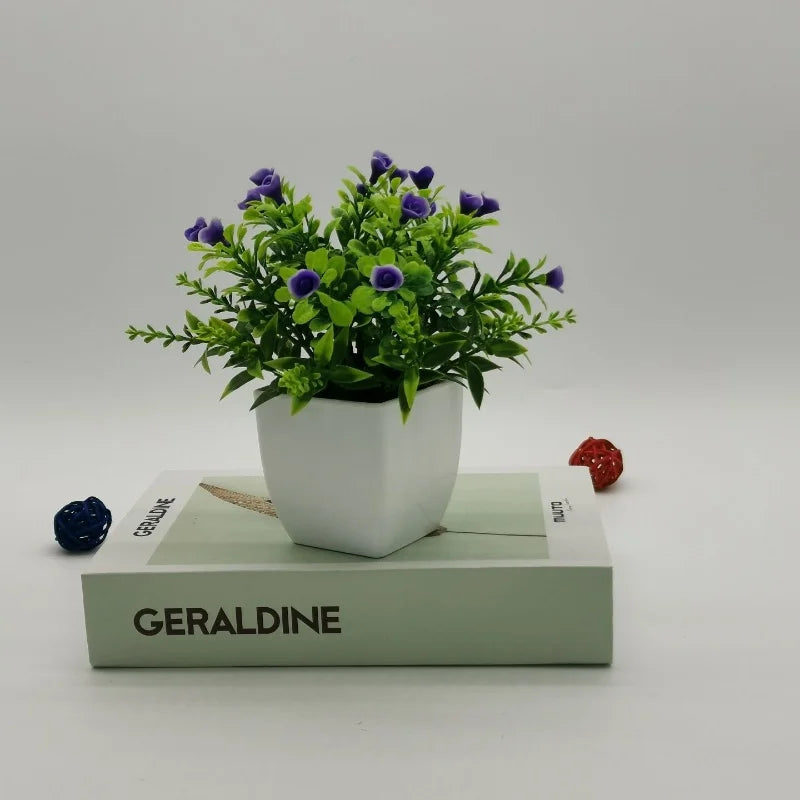 Small rose in pot bonsai decoration artificial plants for indoors - Purple