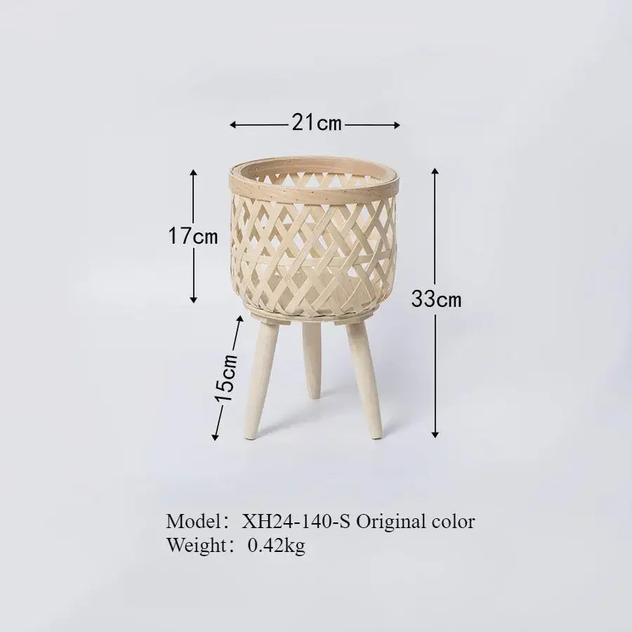 Braided rattan flower holder for interior decoration - XH24-140S