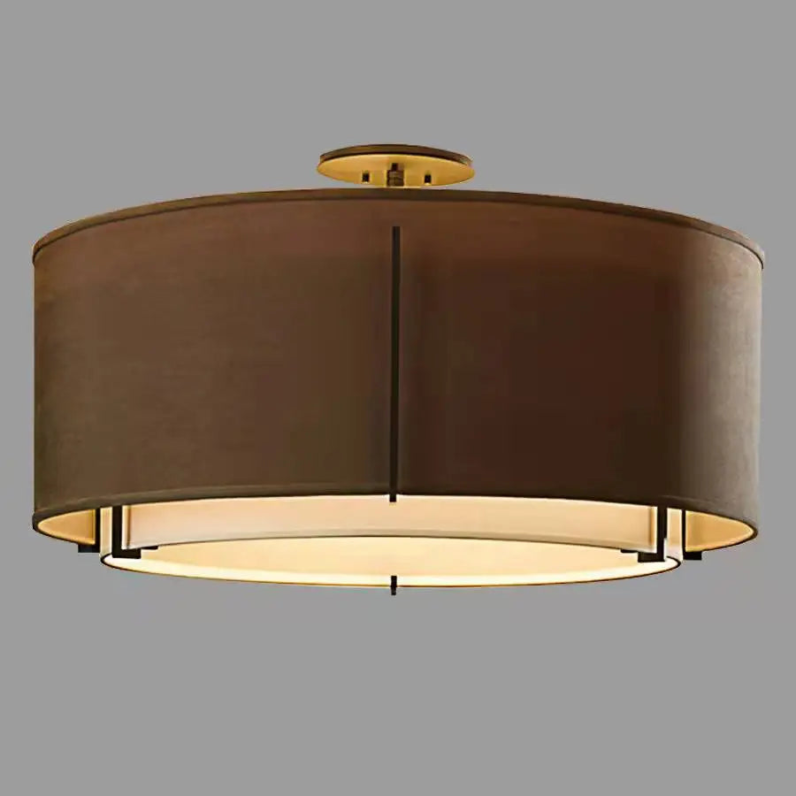 Chinese led ceiling lamp in soft decorative fabric - Chocolat / DIAMETER 400MM / 21-30 W
