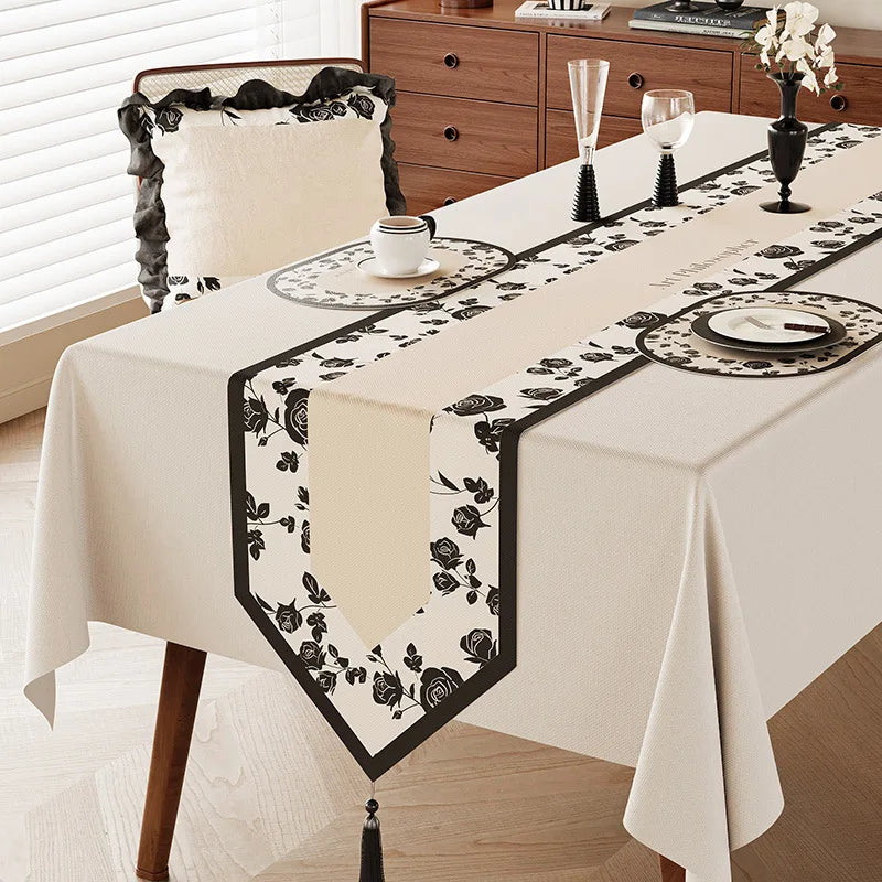 Vintage floral table runner countryside linen style - 30x120cm