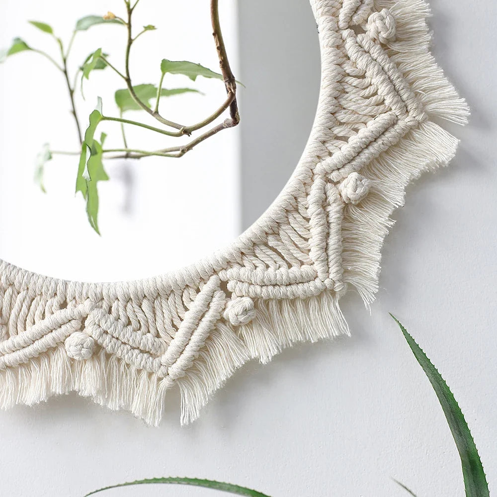 Wall mirror in macrame interior decoration bohemian style - view 3
