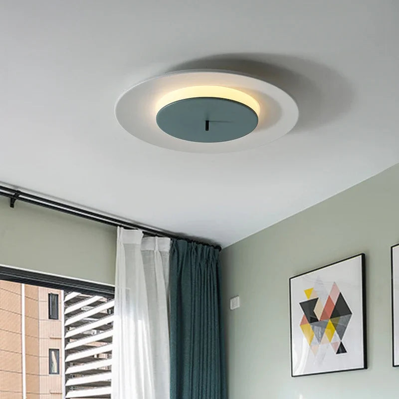 Modern minimalist ceiling lamp in acrylic iron with coloured led light