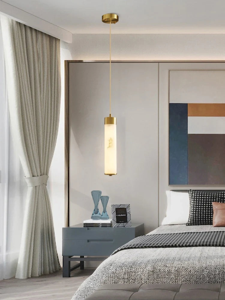 Natural marble and copper chandelier for modern minimalist decoration - view 4