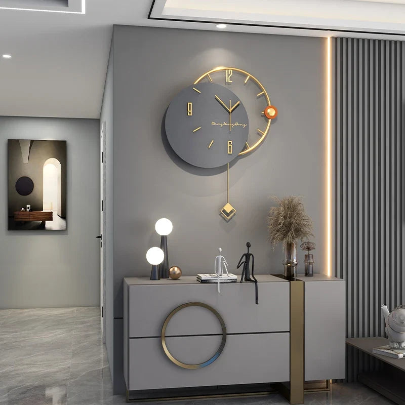 Large 3D Nordic Swingable Art Wall Clock, Modern Design, Home Living Room Clocks, Silent Home Decoration, Hanging Horologe - view 3