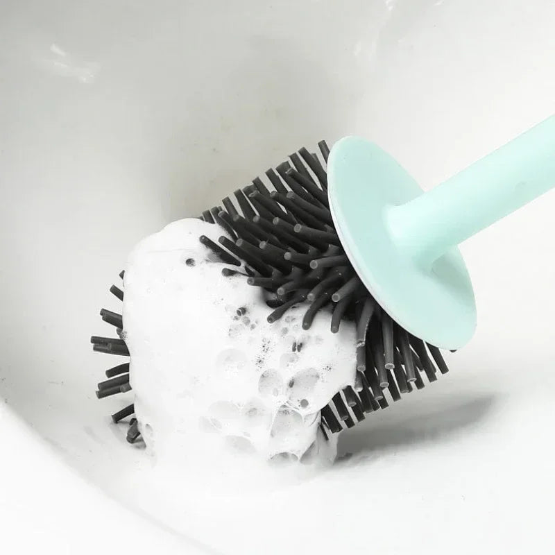 Silicone suspended toilet brush with long handle and fast support - view 5