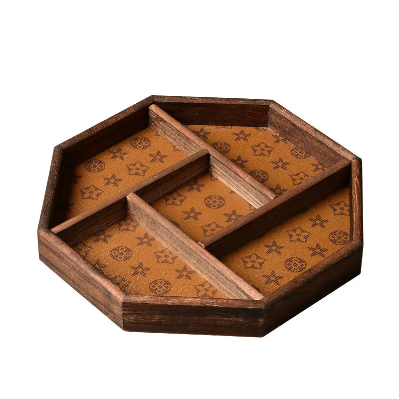 Luxury leather tea plate for decorative storage and jewelry - view 3