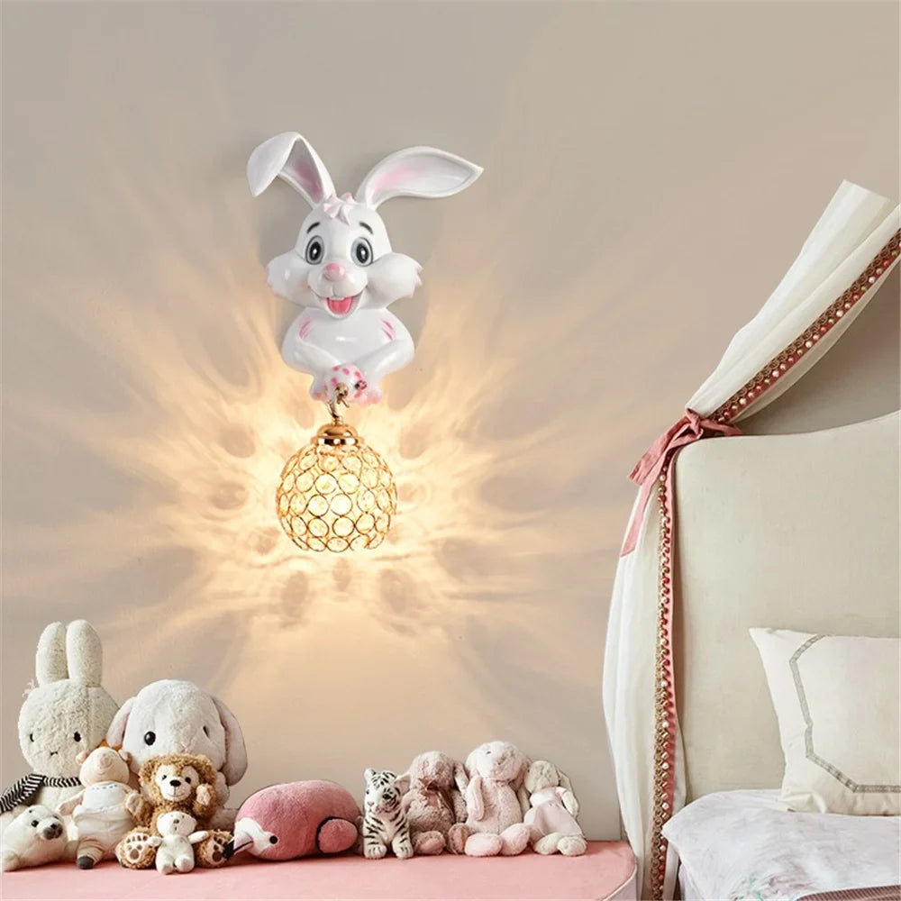 Rabbit wall sconce in creative pastoral resin for home decoration - view 5