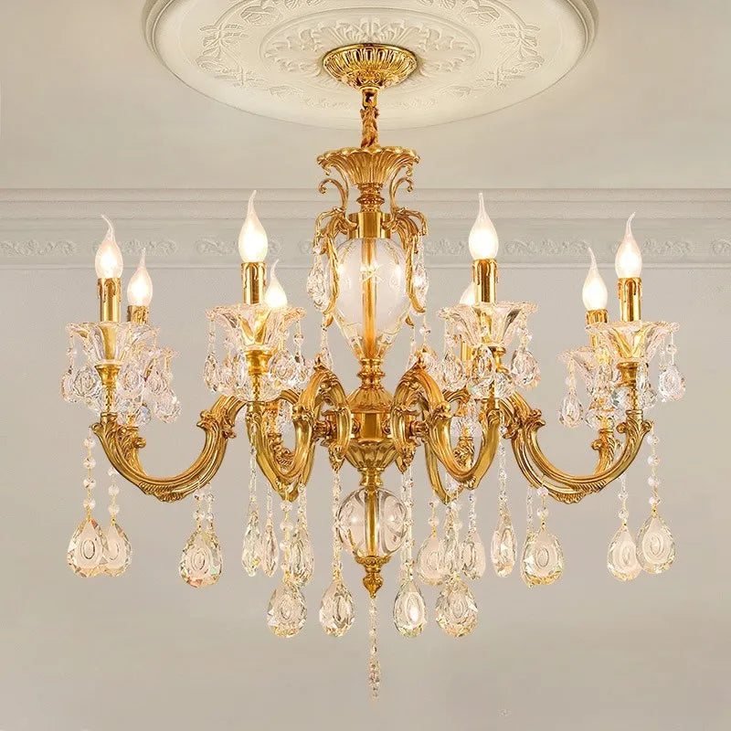 Modern led chandelier in crystal and copper - view 2