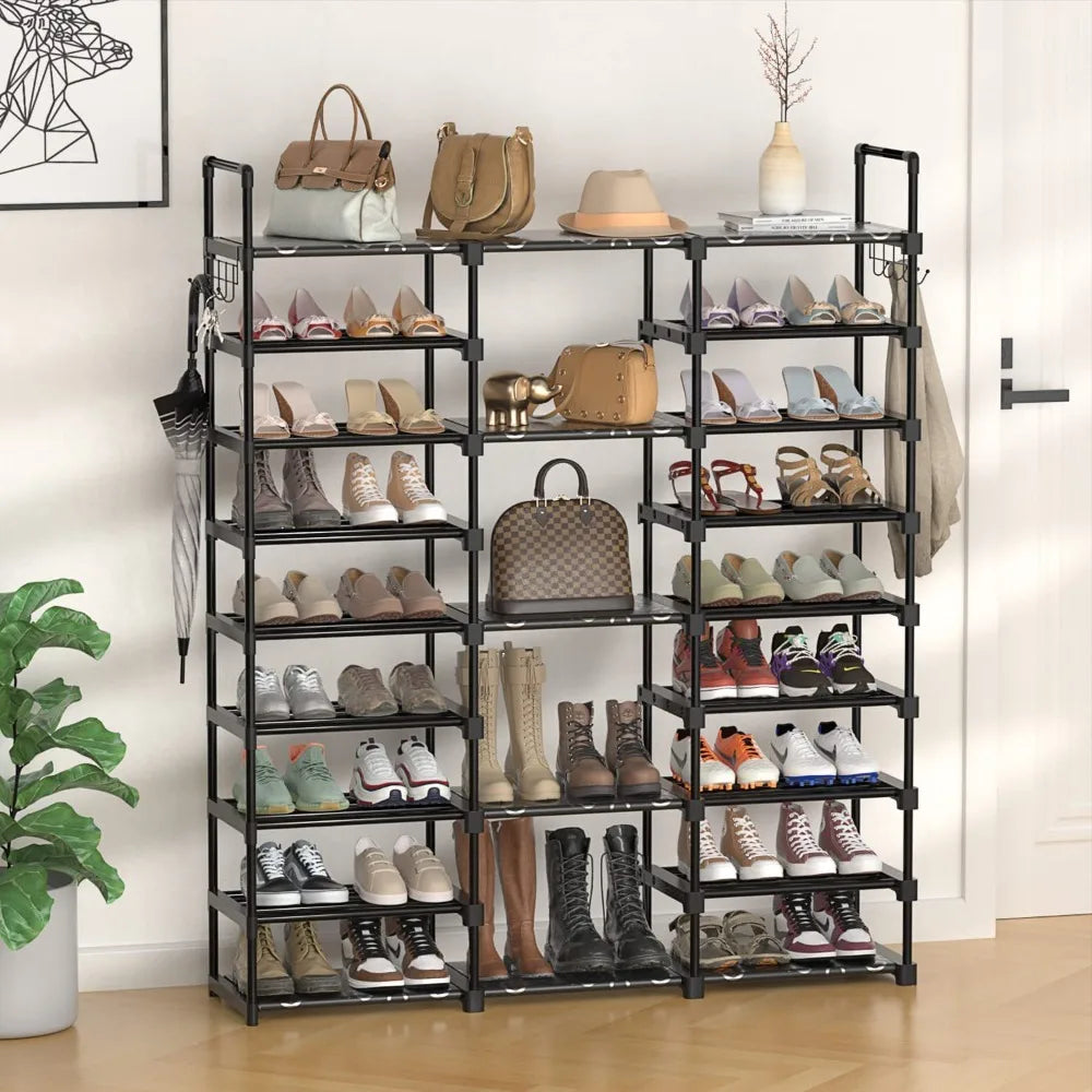 Vertical shoe organizer for 35 to 45 pairs