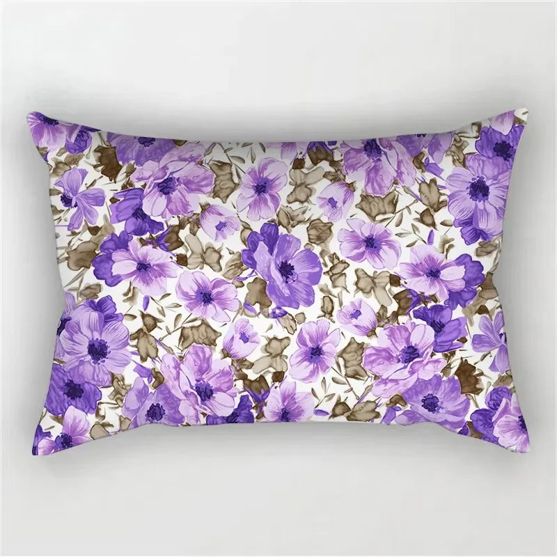Bright Poetic Rainbow Floral Throw Pillow Cover