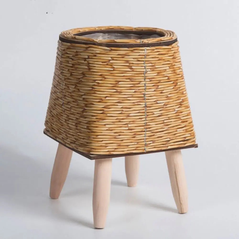 Creative woven rattan flower pot with removable feet and durable support - 179