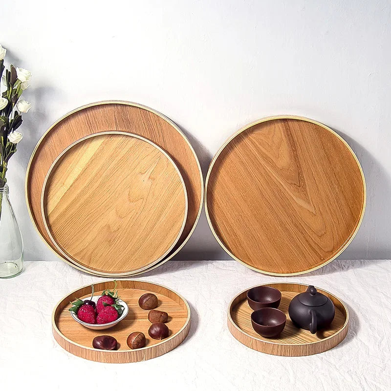 Japanese round wooden tray for service and tea - view 2