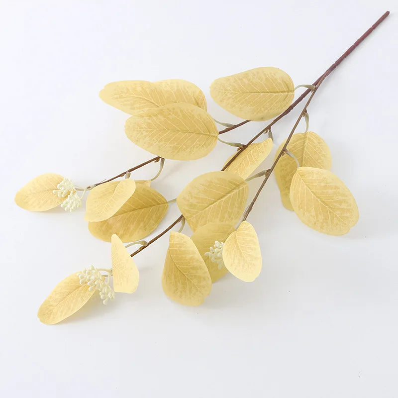 Eucalyptus artificial plants with fruit for modern decoration - Yellow