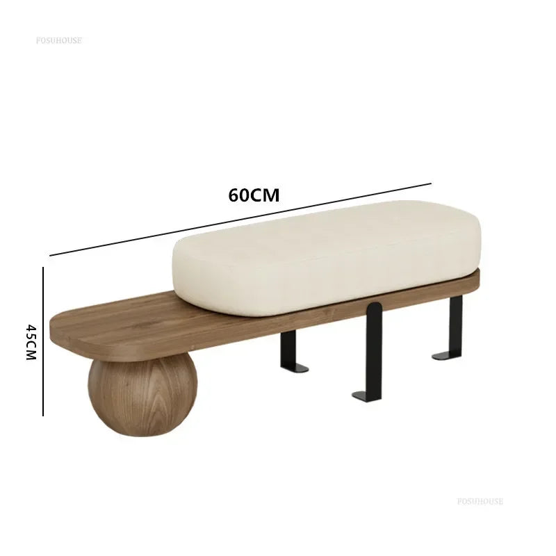 Multifunctional solid wood bench for elegant interior - 60cm-Light Walnut