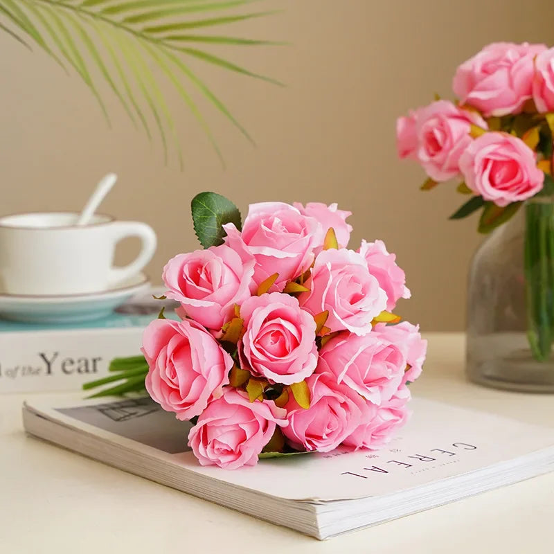 Bouquet of artificial silk rose wines floral decoration for table - view 3