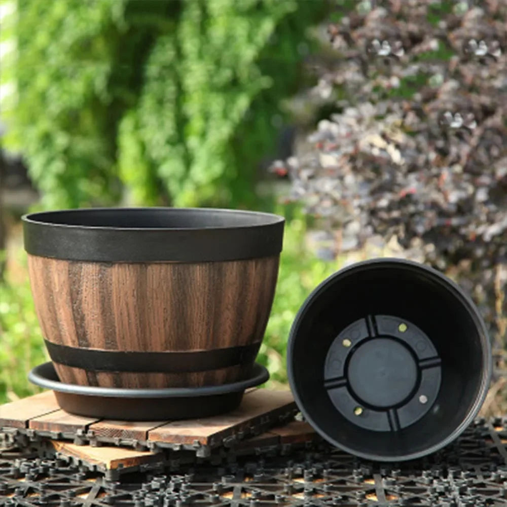 Retro flower pot in bucket for garden and interior decoration - view 3