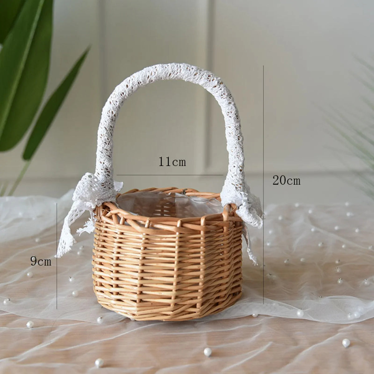 Wedding flower basket with butterfly knot large multipurpose capacity - 04 S