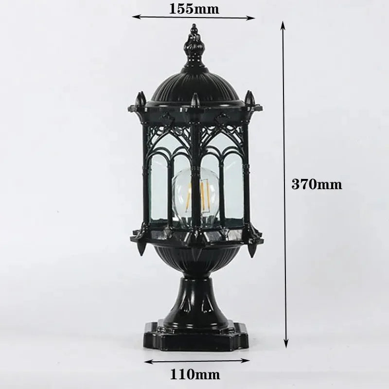 Retro outdoor pillar lamp for landscape lighting - black / Transparent acrylic / CHINA|No E27 bulb