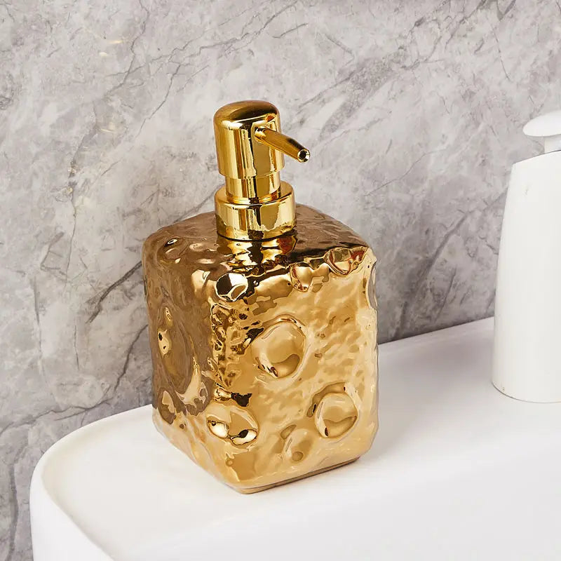 Golden ceramic bottle moon decor for lotion - C