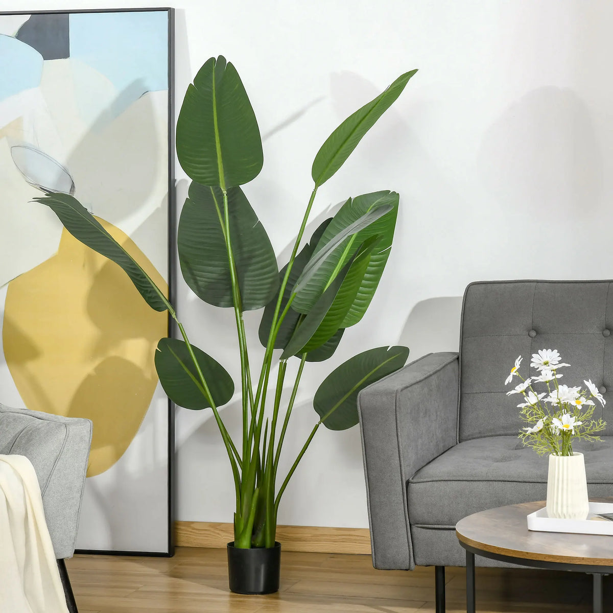 Artificial banana tree with pot and realistic leaves for interior decoration - view 3