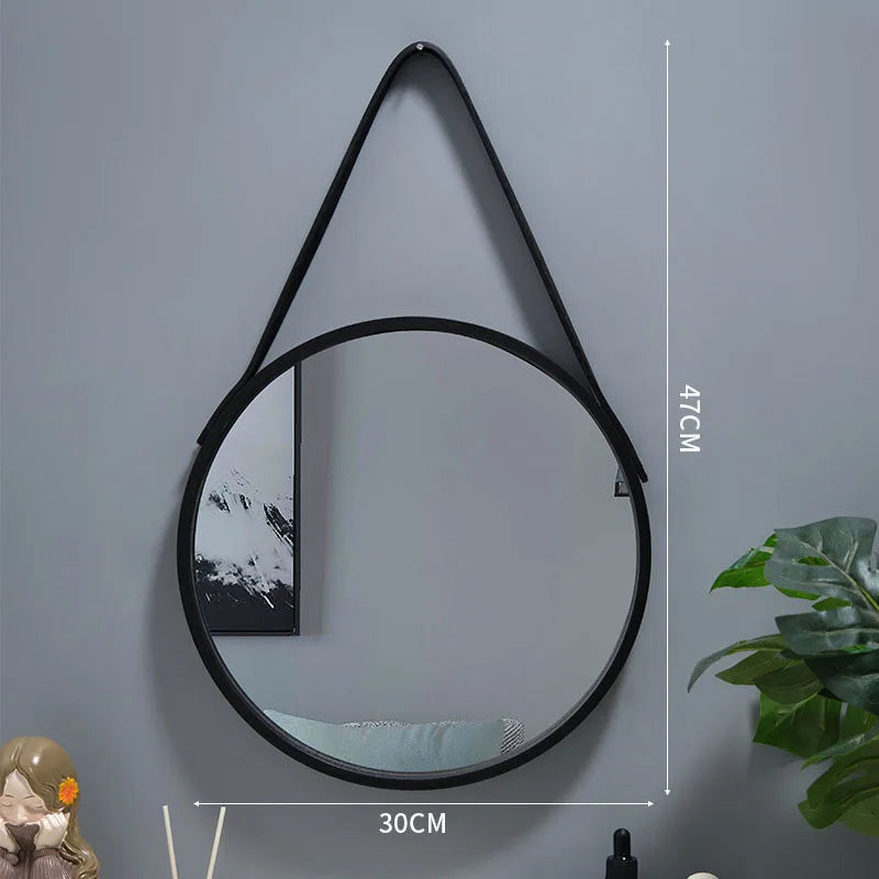 Round wall mirror in thick wood for make-up - 3