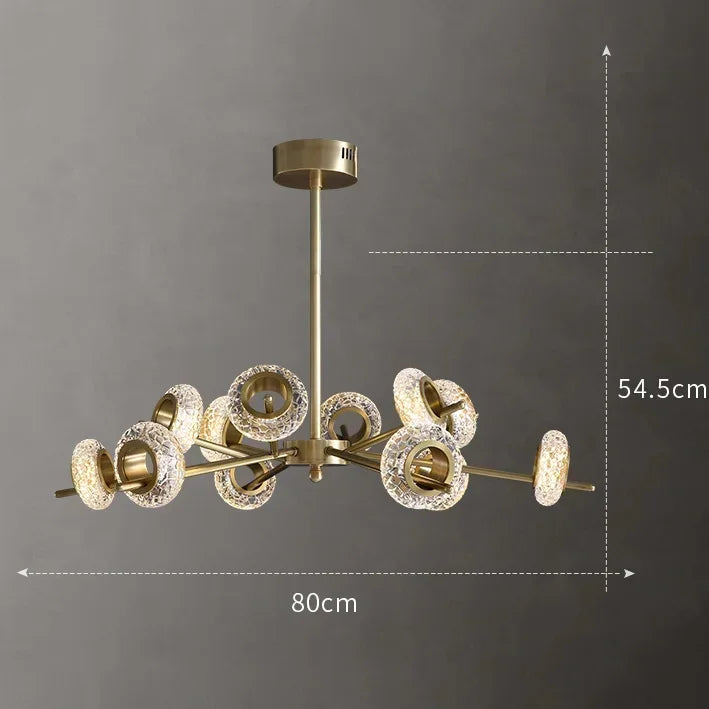 Nordic chandelier in cracked glass modern minimalist style with leds - 12 Heads / Neutral Light
