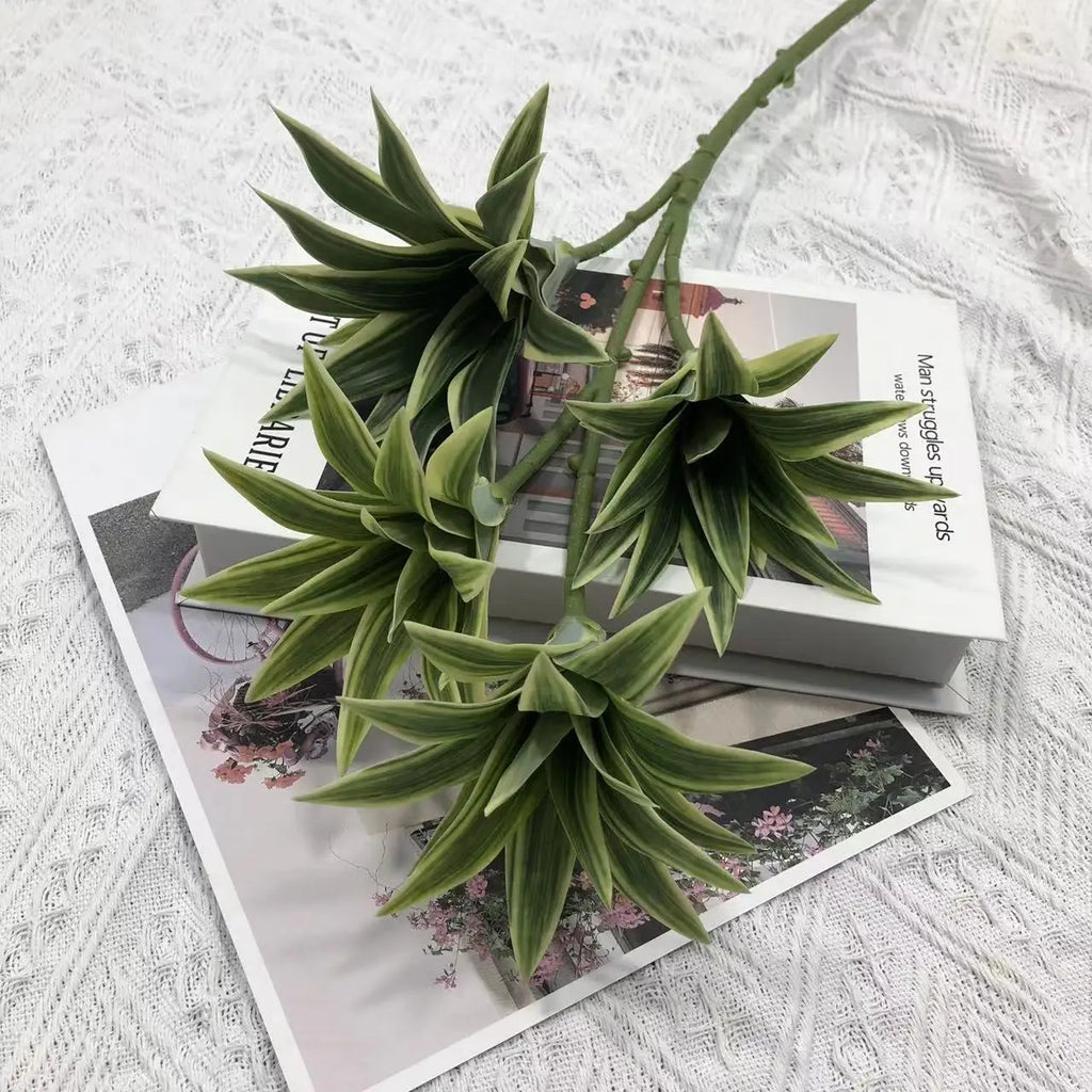 Tropical pot plant with palm and decorative bamboo - 82cm-light yellow