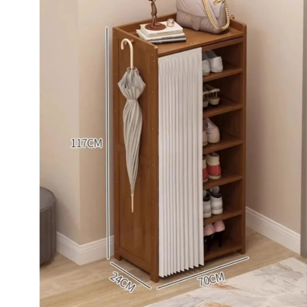 Multi-storey shoe shelf with dust-proof curtain - 7 Layers 70cm White