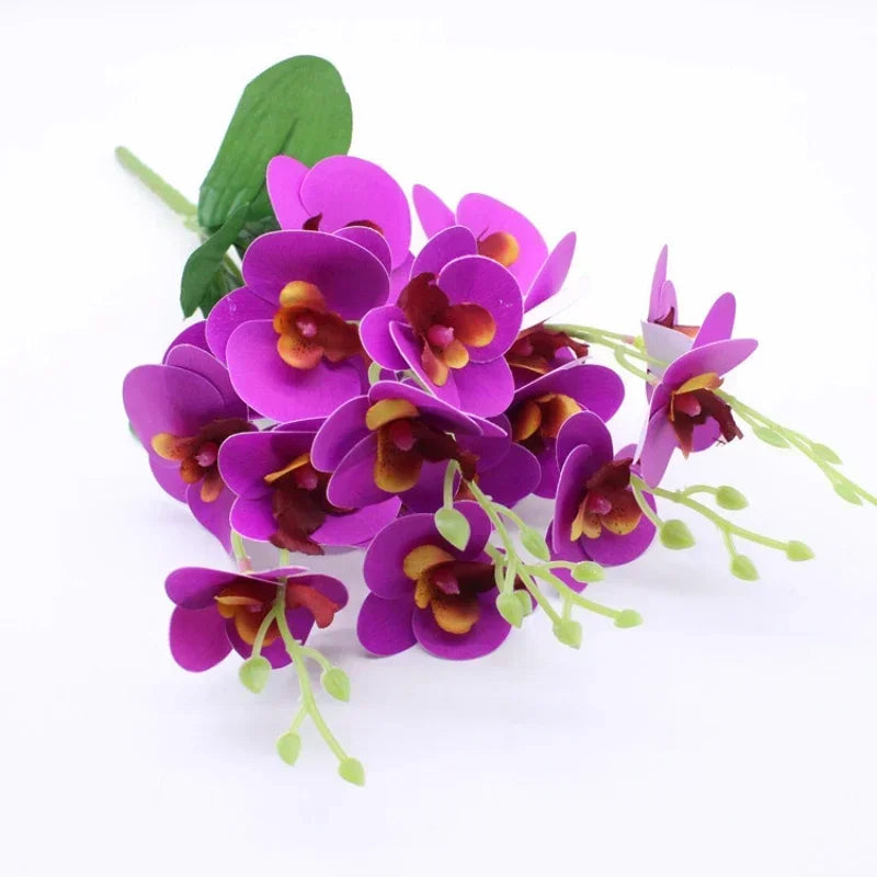Artificial flowers 3d orchid decoration butterfly phalaenopsis fake flowers - Red Purple