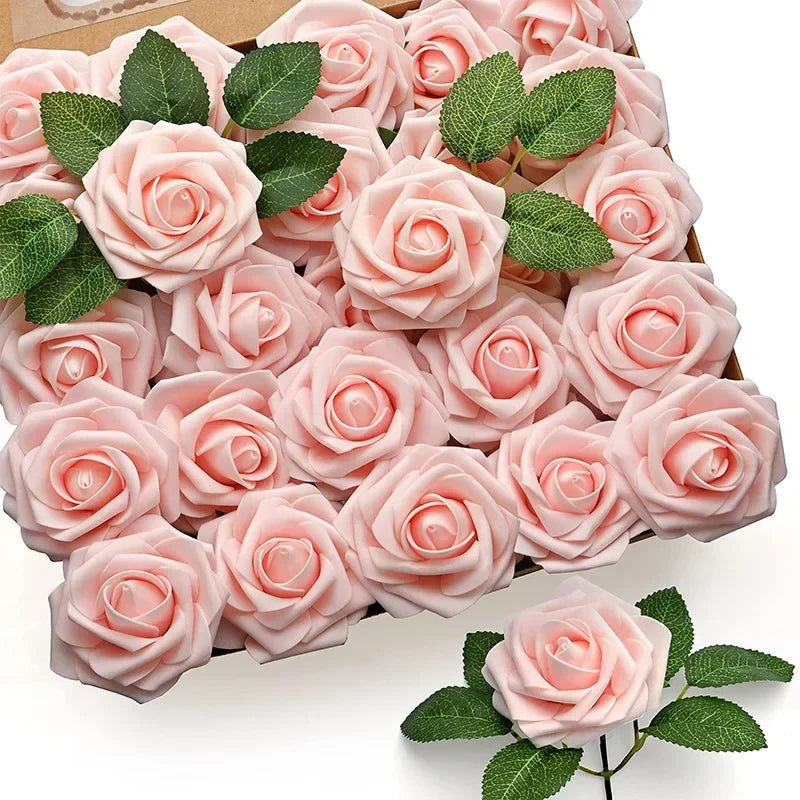 Set of 25 artificial rose wines for wedding decorations and parties - Pale Pink / 10 Pieces