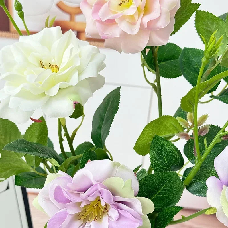 Artificial flowers two pink heads elegant interior decoration