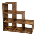 VASAGLE Stair Shelf, Bookcase, Step Shelf, Standing Shelf, with 6 Cubes, Ladder Shelf, Room Divider, Cube Shelf - Brun rustique