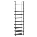 SONGMICS Shoe Rack, 10 Tiers, Narrow Shoe Rack, 28 x 45 x 173 cm, Metal Frame, Non-Woven Fabric Shelves, Hallway, Bedroom - black