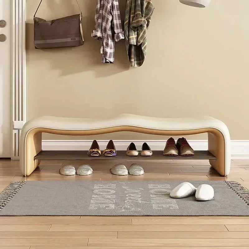 Minimalist storage bench for shoes with design seat - view 4