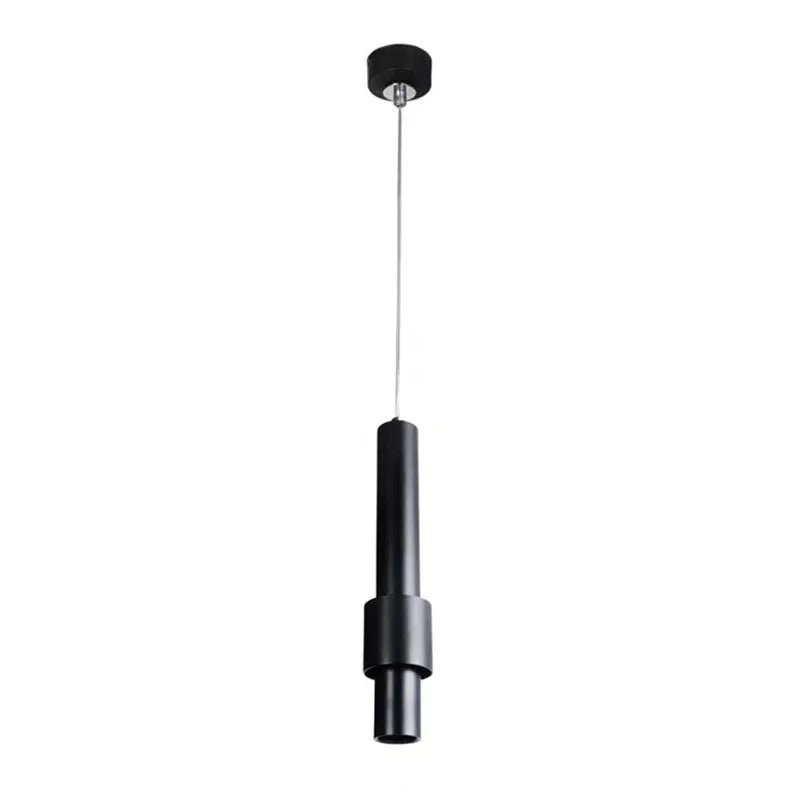 Nordic led pendant light tube long internal lighting dimmable - Black chandelier 1 / Warm light 3000K / 7W Dimmable