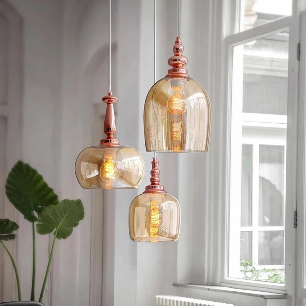 Retro hanging glass style decorative Nordic loft for interior - view 3