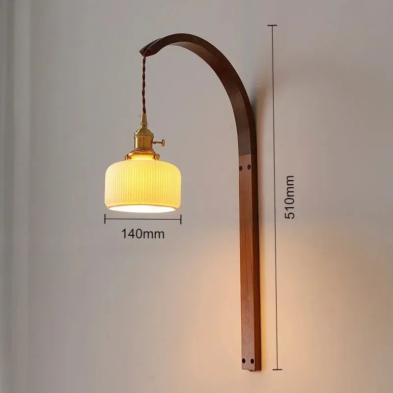 Modern walnut wood lamp with decorative led light - view 4