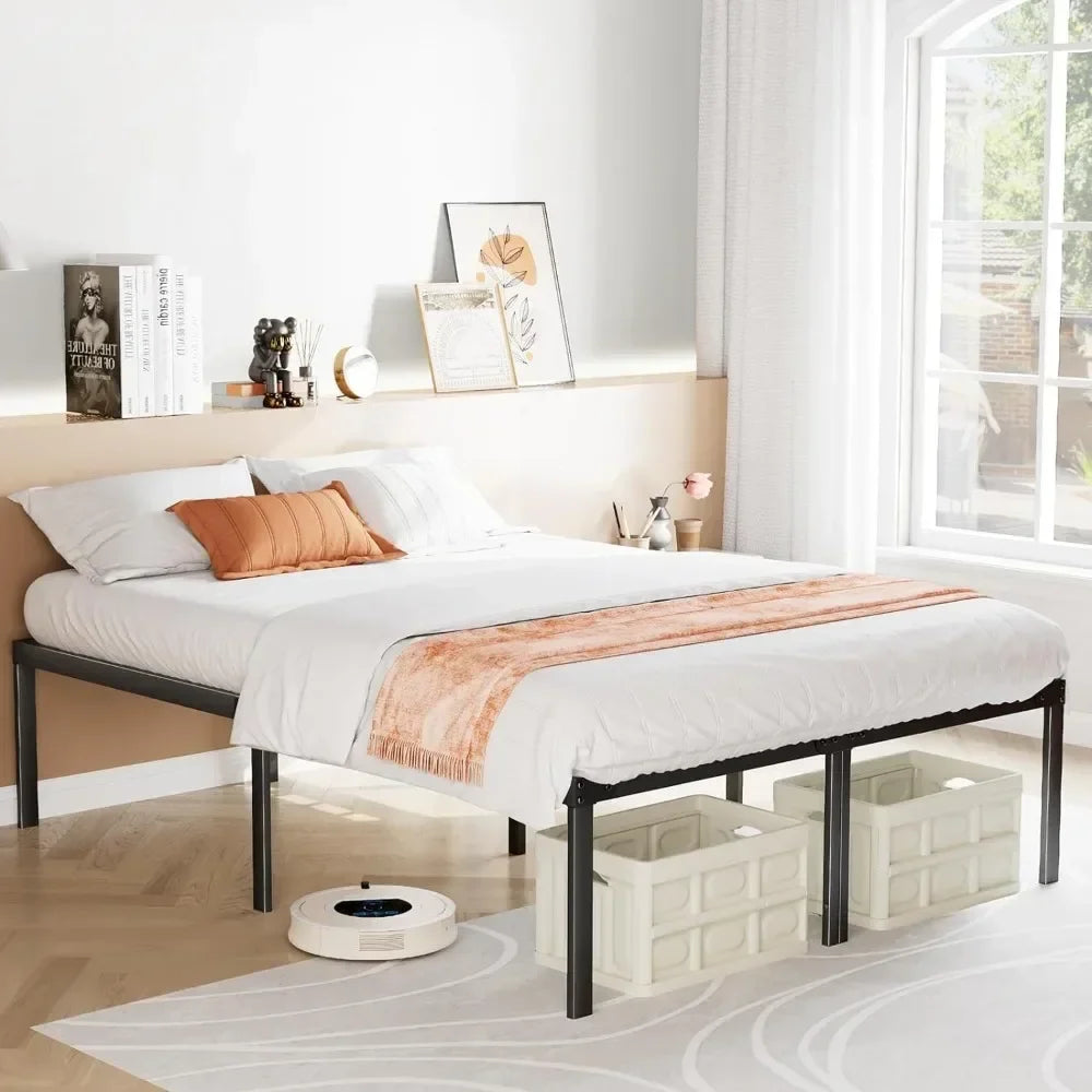 Metal Queen Bed Frame- Full Size Bedstead, King Platform with Storage, Air Mattress Twin for Bedroom Sturdy Steel Slat Support - view 6