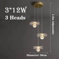 Modern pendant light in the shape of a customizable crystal lotus sheet - Round 3 Head / 4000K Natural White