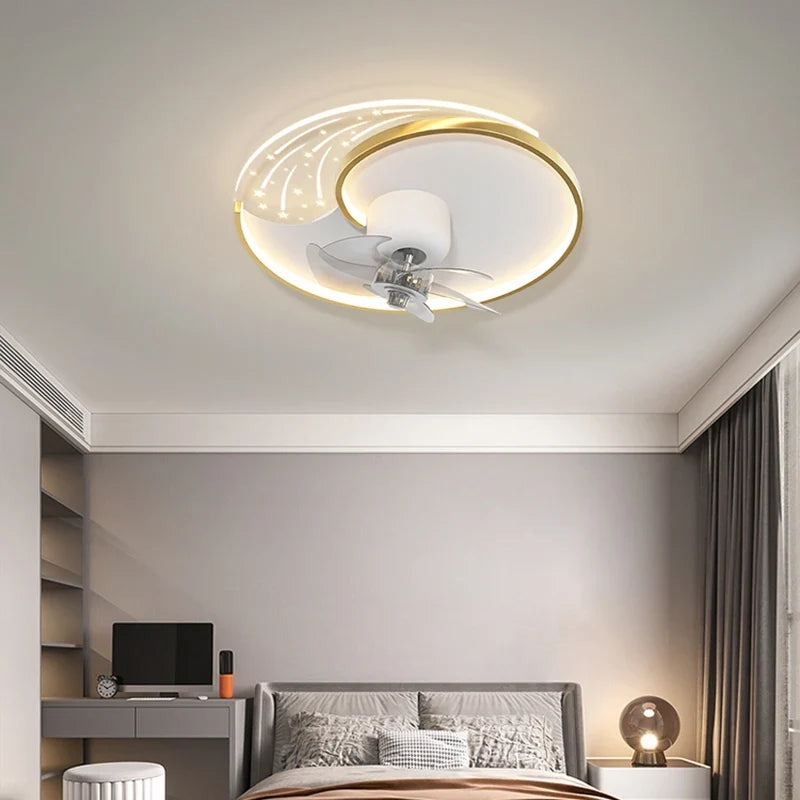 Modern ceiling lamp with mobile fan and smart lighting - view 3