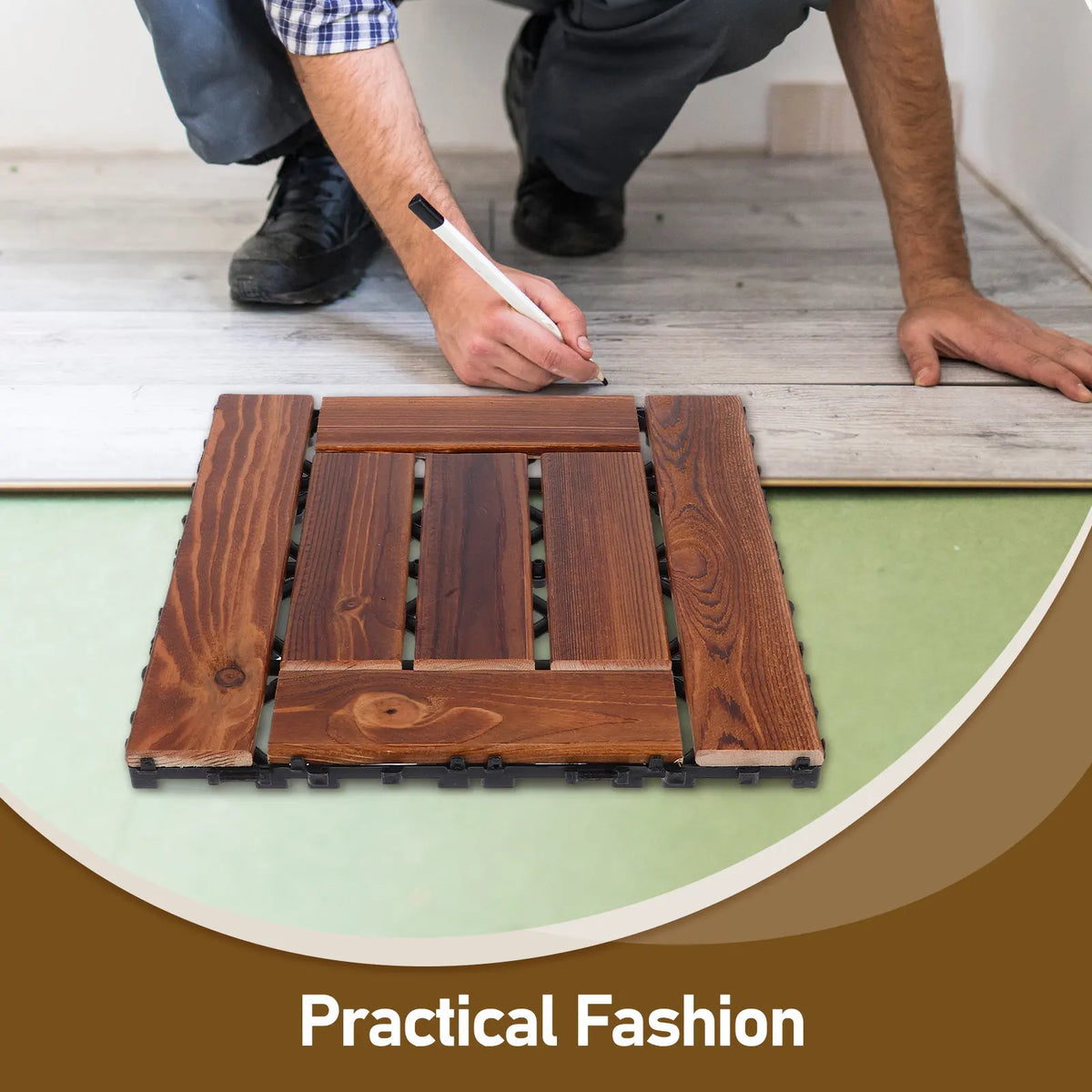 30x30x15cm Wood Interlocking Deck Tiles - view 6