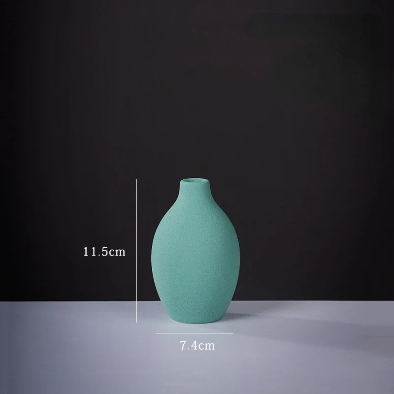 Ceramic Small Vase for Home Decoration, Simple and Modern, Round Flowers, Solid Color, New - 9