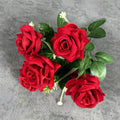 Wedding decoration bouquet of artificial silk rose wines 7 heads - Bright Red