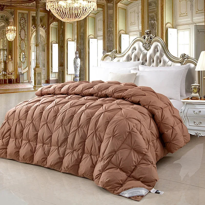 100% white goose down comforter, high-quality five-star hotel twisted flower comforter, pure cotton winter thick comforter - 180x220cm 3.5kg / Chocolate