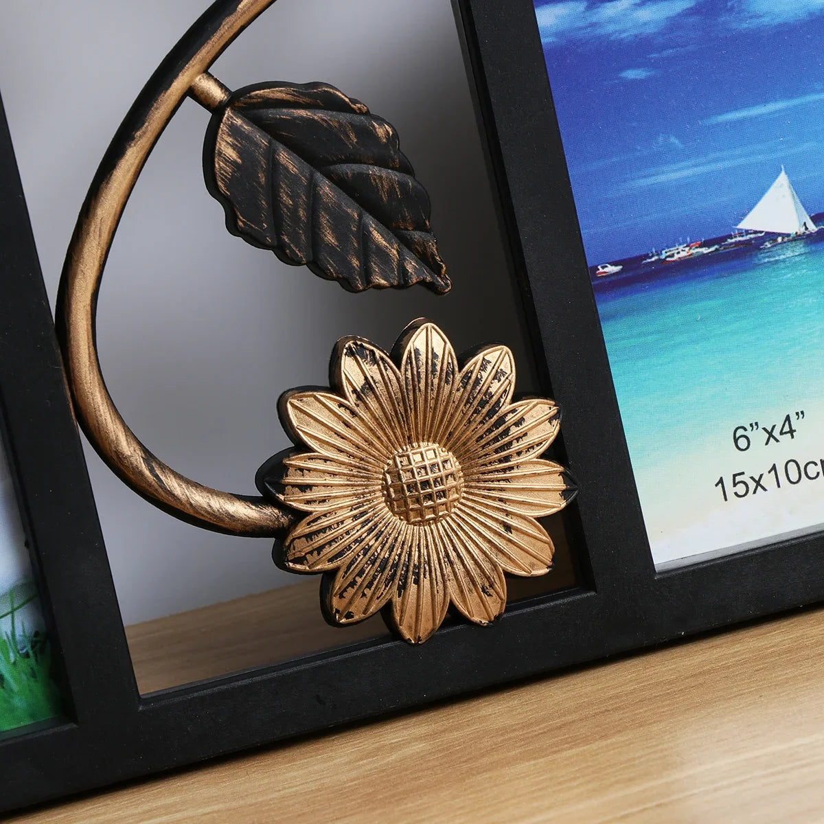 Vintage decorative photo frame with 4 openings with flowers - view 2