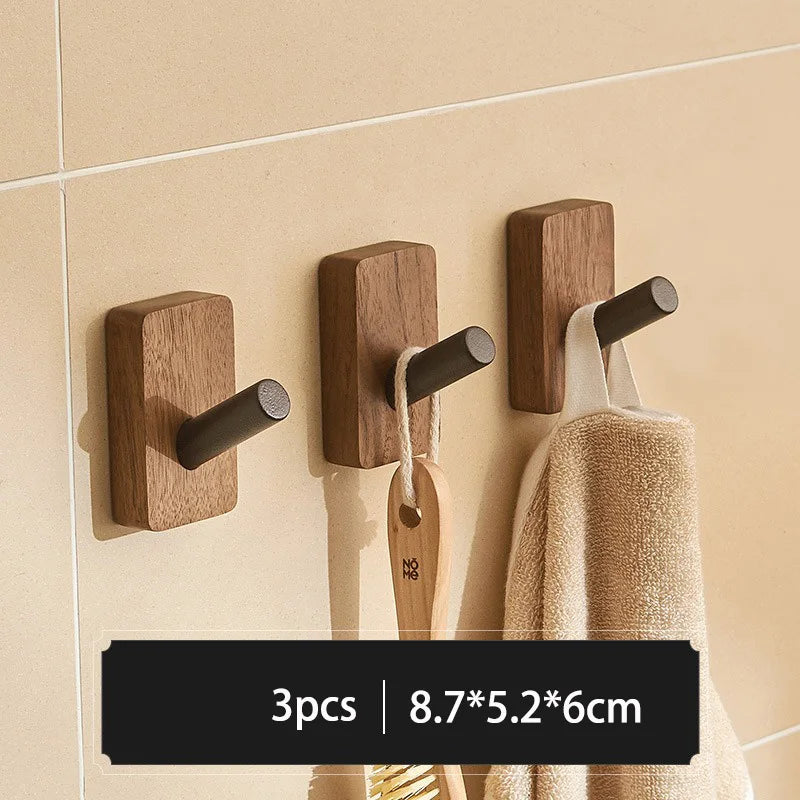 Solid wood wall hooks for clothing and accessories - B-3 Pieces