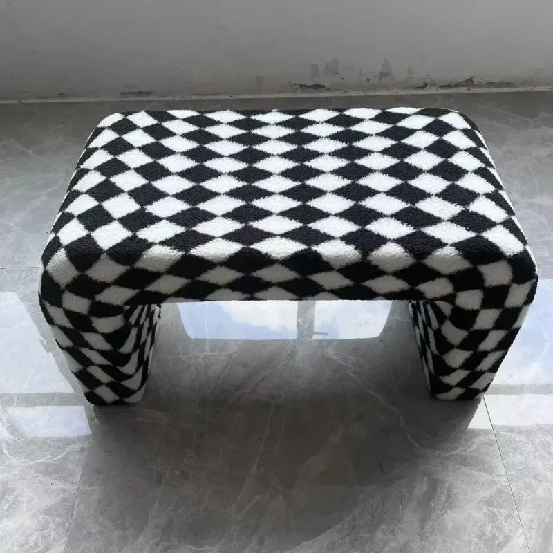 Nordic changing bench minimalist creative furniture in checker - view 4